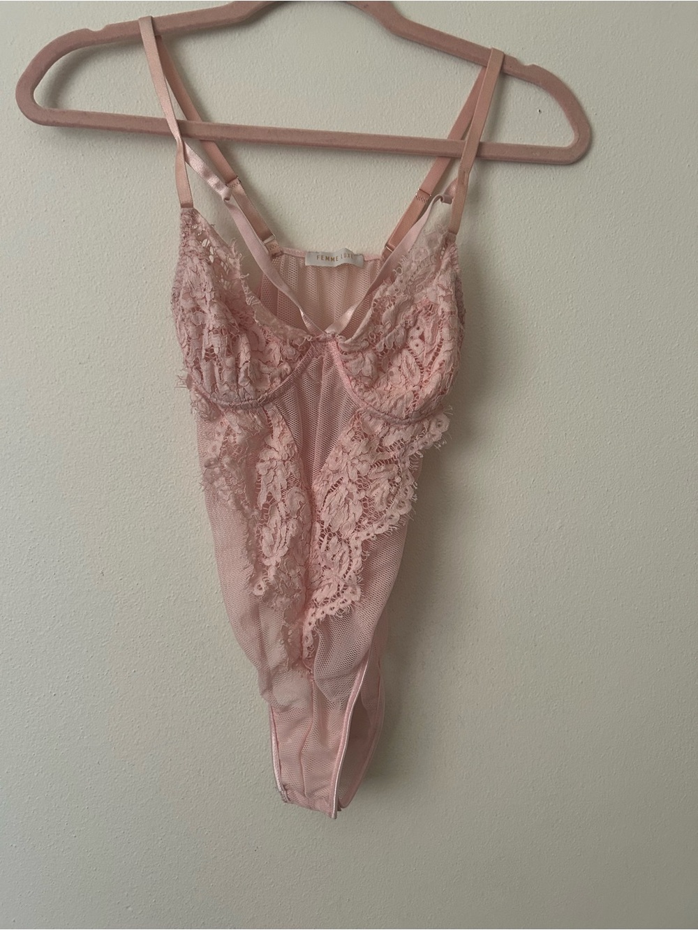 Sheer Lace Chemise Slip in Dusty Pink